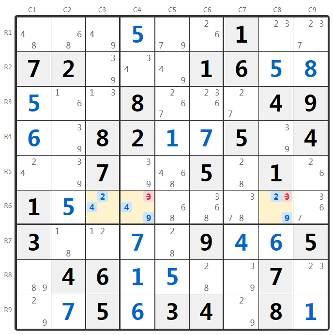 Hidden Triple Example - Row Analysis