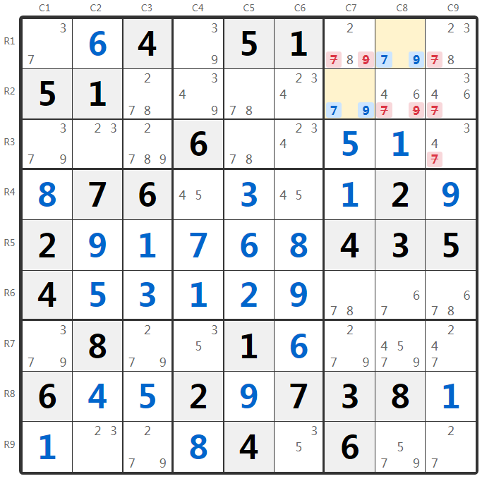 Naked Pairs Example - Box Analysis