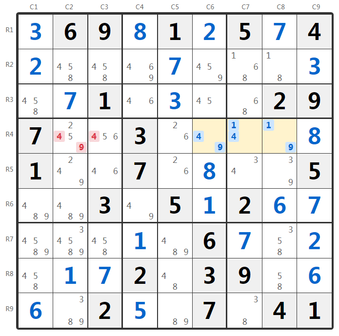 Naked Triples Example - Row Analysis
