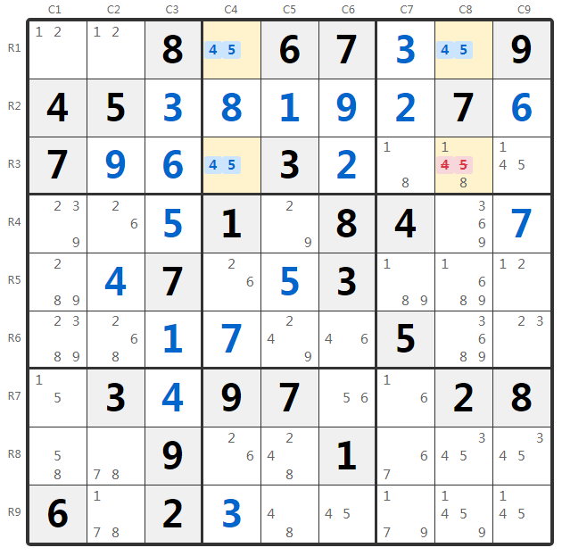 Unique Rectangle Type 1 Example